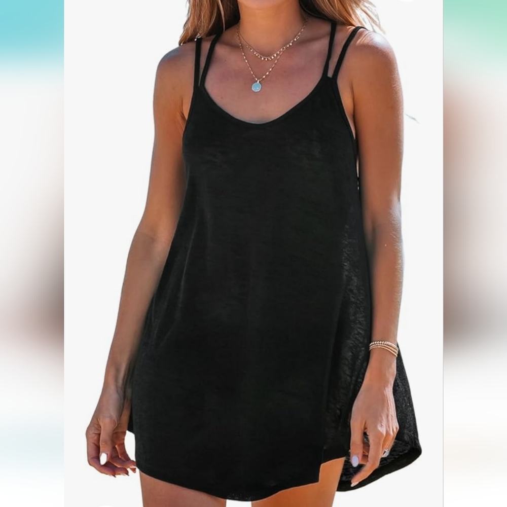 Cupshe Black shear baiting suit cover up size M NWT